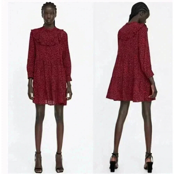 ZARA WOMAN Premium Denim Collection Art Deco Abstract Print Mini Dress S… - Picture 1 of 7